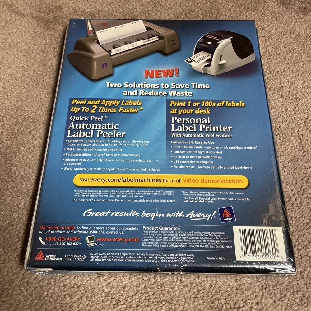 Avery Easy Peel Mailing Address Labels Laser 1x 2 5/8 White 3000 Box 5160‎